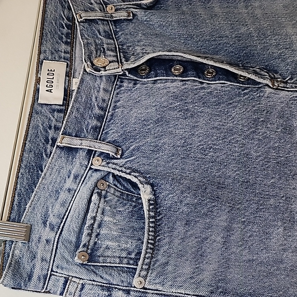AGOLDE 100% Organic Cotton Jamie High Rise Jeans Distressed Button Fly Sz 29 - Picture 9 of 16